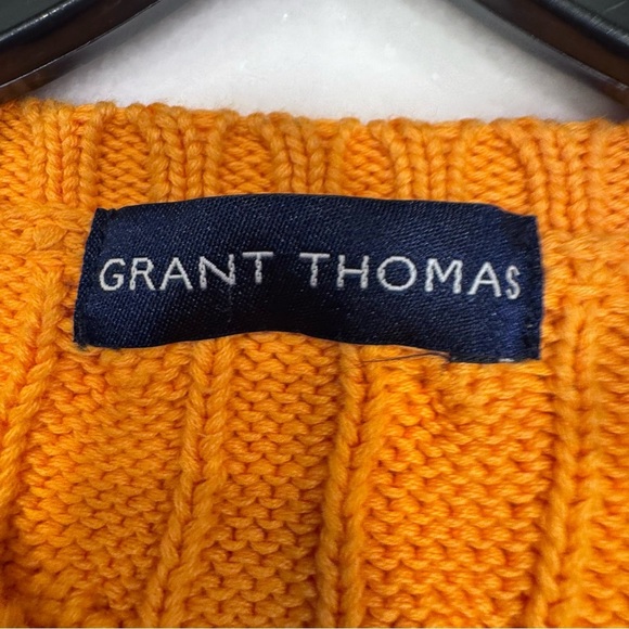 Grant Thomas Men’s Cable Knit Cotton Crew Neck Sweater Orange Sz L Rare - Picture 5 of 11